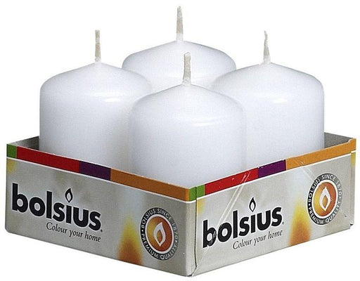 Bolsius Pillar candles White 60 x 40 mm (tray of 4) - Lost Land Interiors