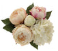 Peony Bouquet Cream & Pink Artificial Peonies Silk Flowers - Lost Land Interiors