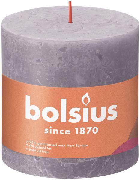 Frosted Lavender Bolsius Rustic Shine Pillar Candle (100 x 100mm) - Lost Land Interiors