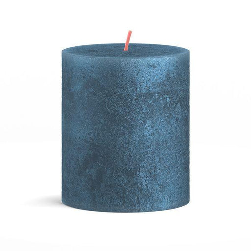 Blue Bolsius Shimmer Pillar Candle (80mm x 68mm) - Lost Land Interiors