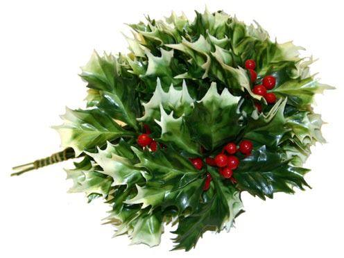 Assorted Holly Pick Artificial Christmas Spray Green Holly - Lost Land Interiors