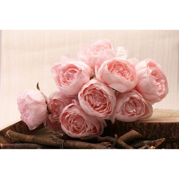 Peony Bunch Pink 40cm Artificial Peonies Silk Flowers - Lost Land Interiors