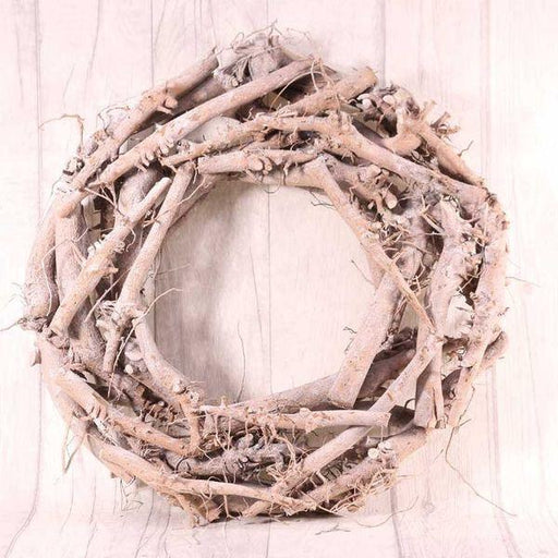36cm White Washed Twig Wreath Christmas Wreath Wood - Lost Land Interiors